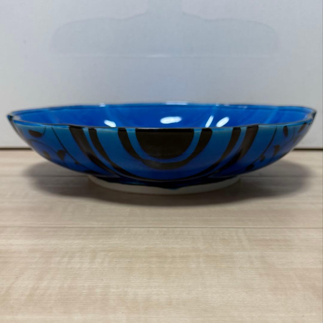 幸兵衛窯(人間国宝 加藤卓男)青釉魚紋大鉢 ペルシャブルー 美品