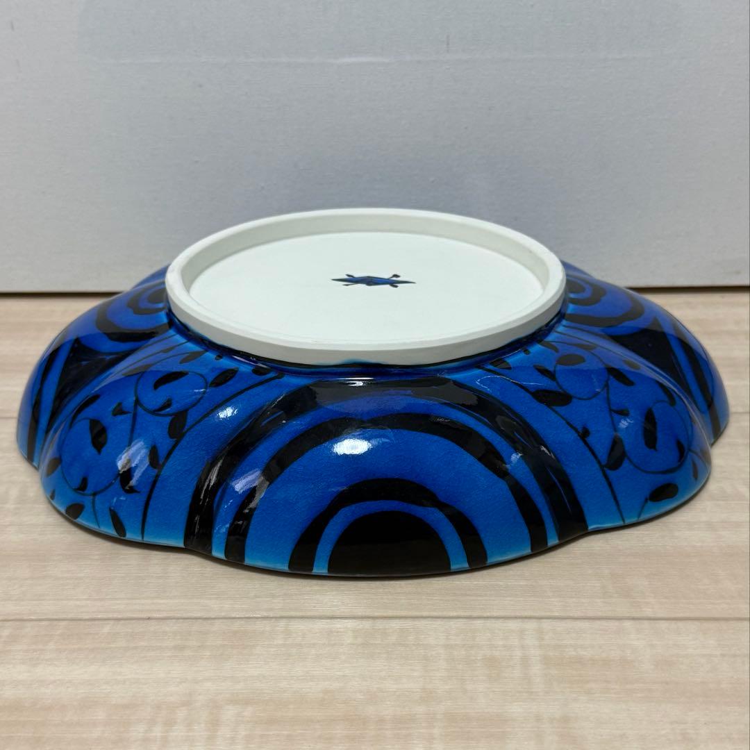 幸兵衛窯(人間国宝 加藤卓男)青釉魚紋大鉢 ペルシャブルー 美品