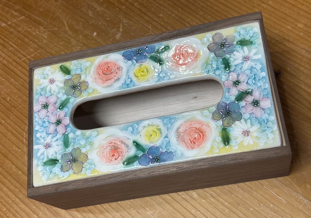 【値下げ】新品　工房ゆずりは　ティッシュBOX　カバー　花柄　プレゼントゆー02