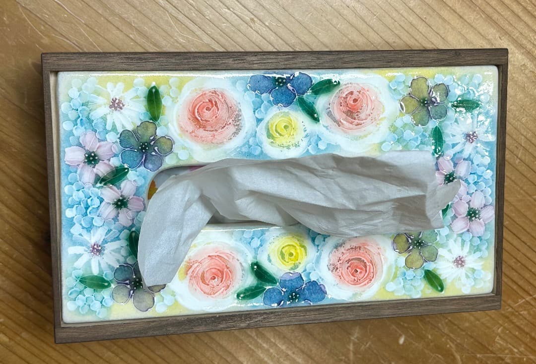 【値下げ】新品　工房ゆずりは　ティッシュBOX　カバー　花柄　プレゼントゆー02