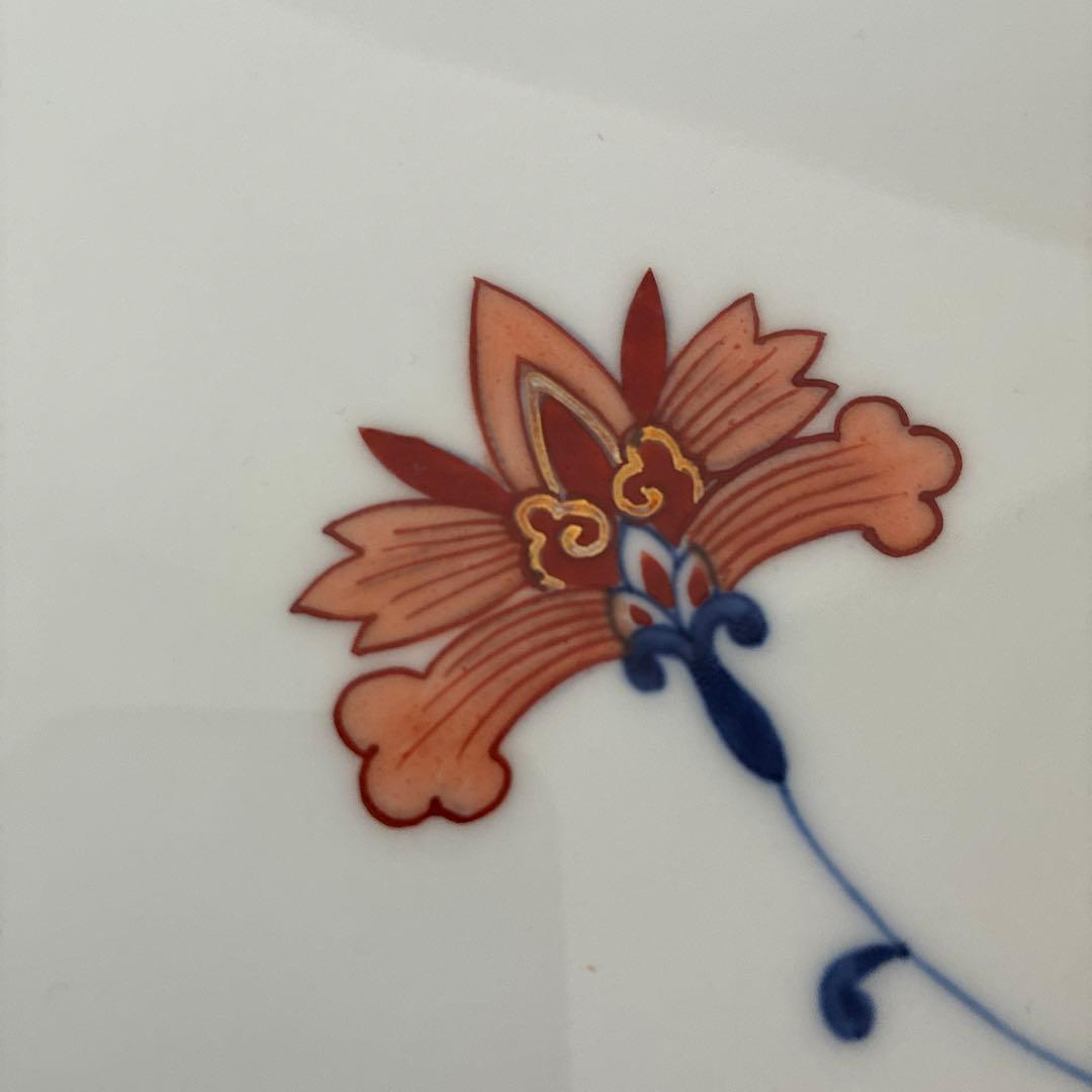 十四代辻常陸　染錦花唐草文盛皿　角大皿