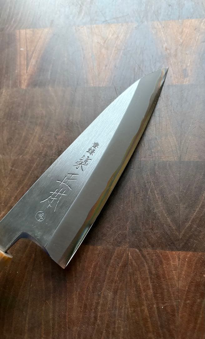 正本　築地　秀　小出刃　140mm 包丁　白鋼　和包丁　研ぎ済み　釣り　水牛朴