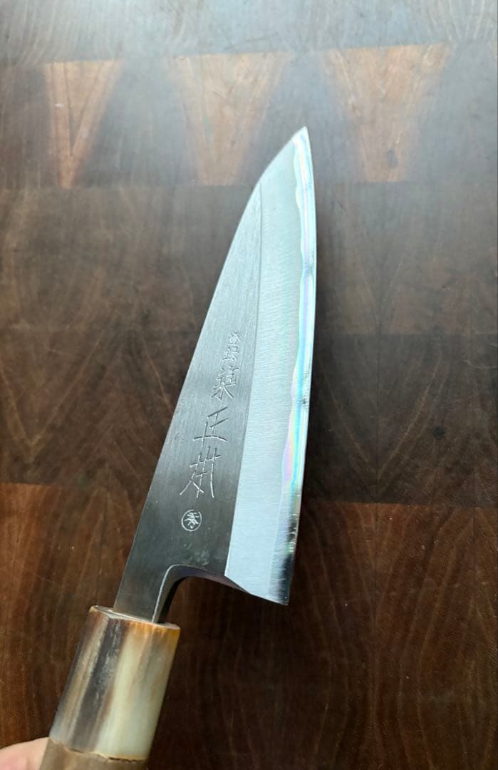 正本　築地　秀　小出刃　140mm 包丁　白鋼　和包丁　研ぎ済み　釣り　水牛朴