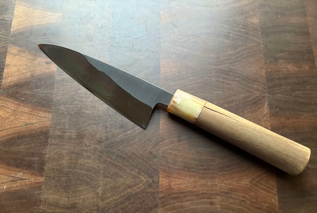 正本　築地　秀　小出刃　140mm 包丁　白鋼　和包丁　研ぎ済み　釣り　水牛朴