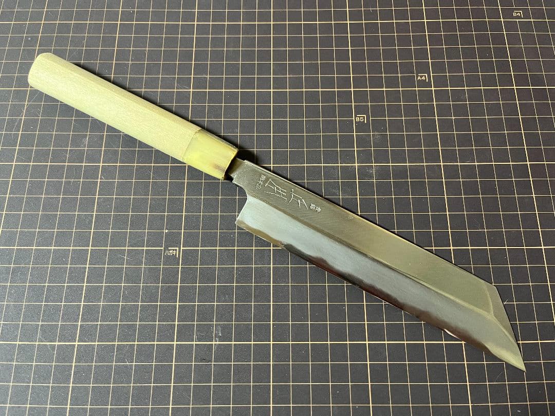 KK正本総本店 むきもの 薄刃包丁 白水牛柄 白鋼ニ 18cm 鞘付き