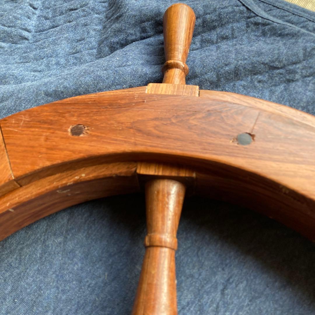 舵輪 船舵 船ラット マリンオブジェ アンティーク調 黒檀 ハンドメイド