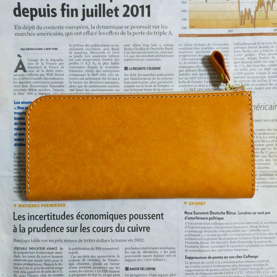 Ｌ字ファスナー　長財布　イタリアンレザー＆栃木レザー