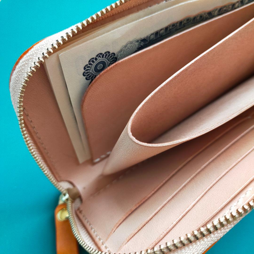 Ｌ字ファスナー　長財布　イタリアンレザー＆栃木レザー