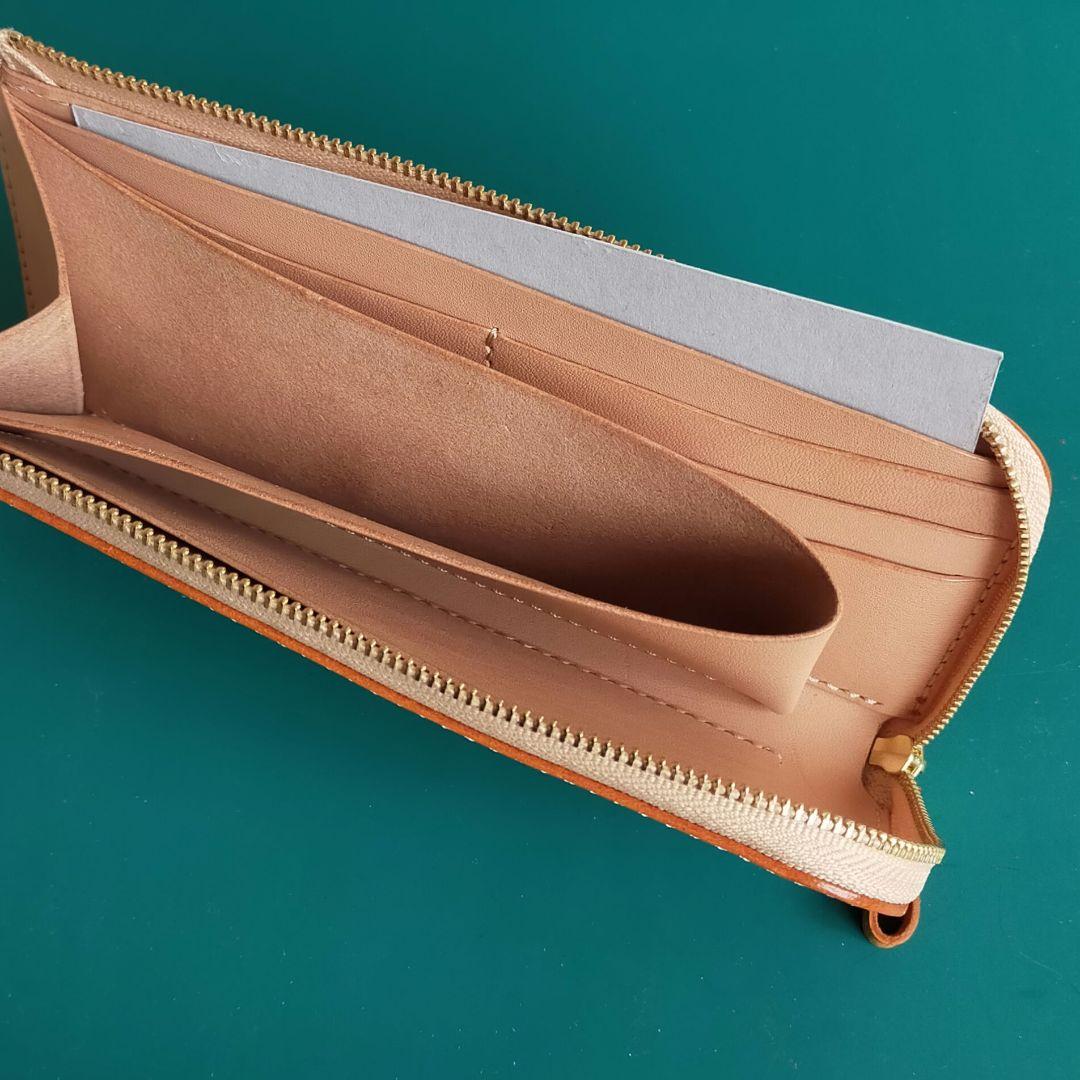 Ｌ字ファスナー　長財布　イタリアンレザー＆栃木レザー