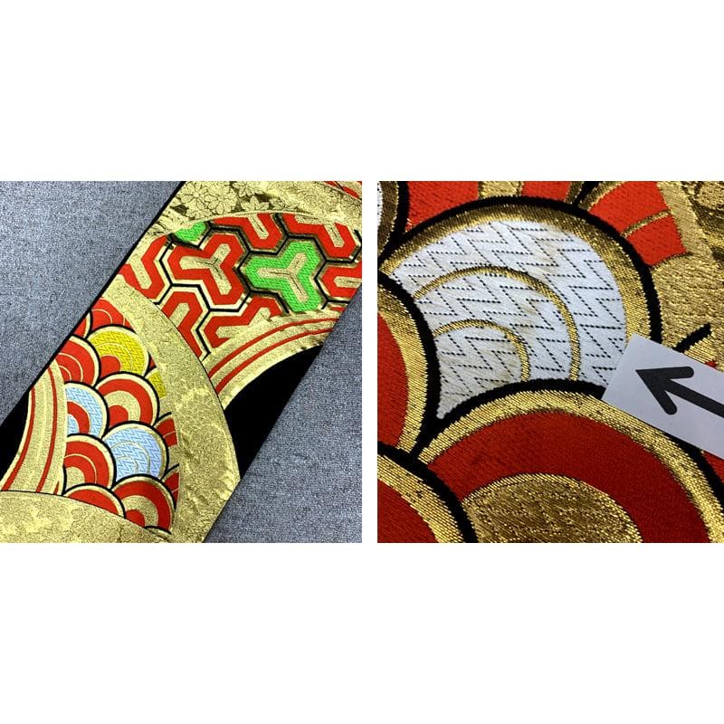 501ag39□七五三 七歳 セミアンティーク風 女児 着物&袋帯 菊 御所車□