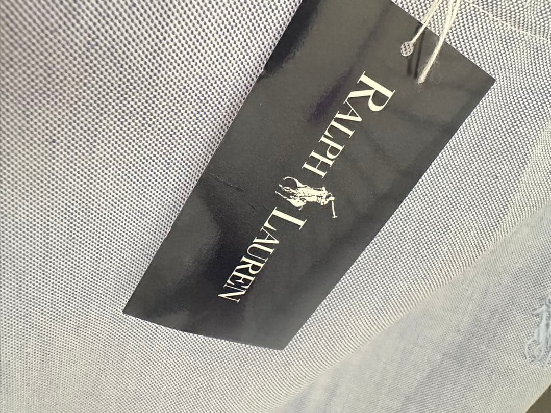 ラルフローレン　フリルエプロン　ブルー　綿100% 　新品