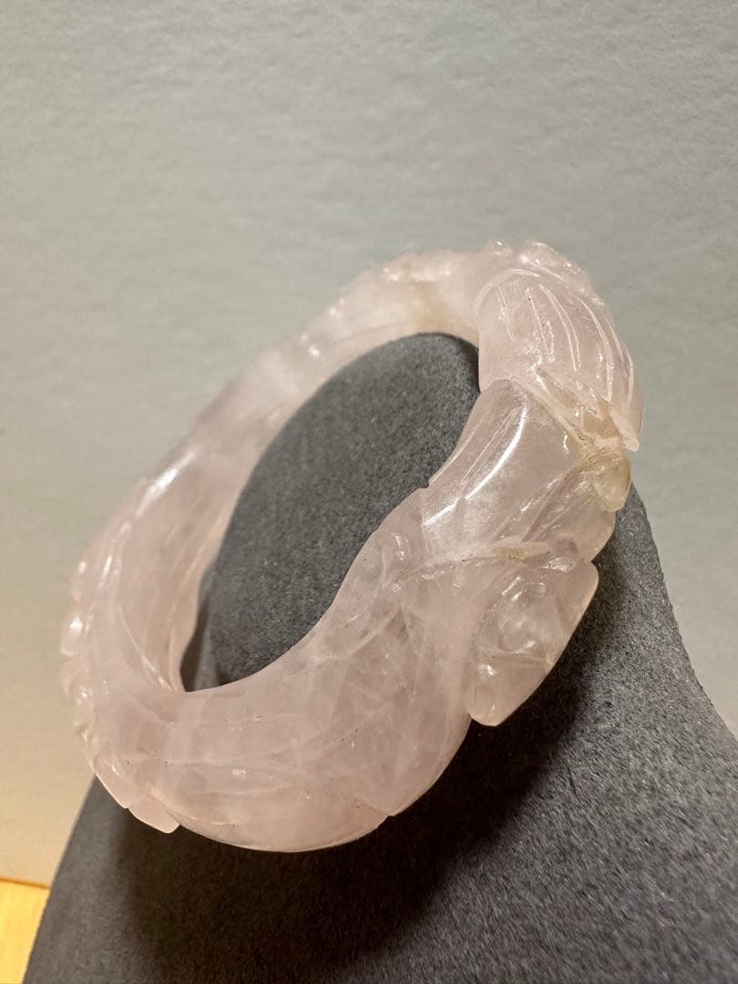 春節祭　希少　梅花朶朶バングル　ローズクオーツバングル