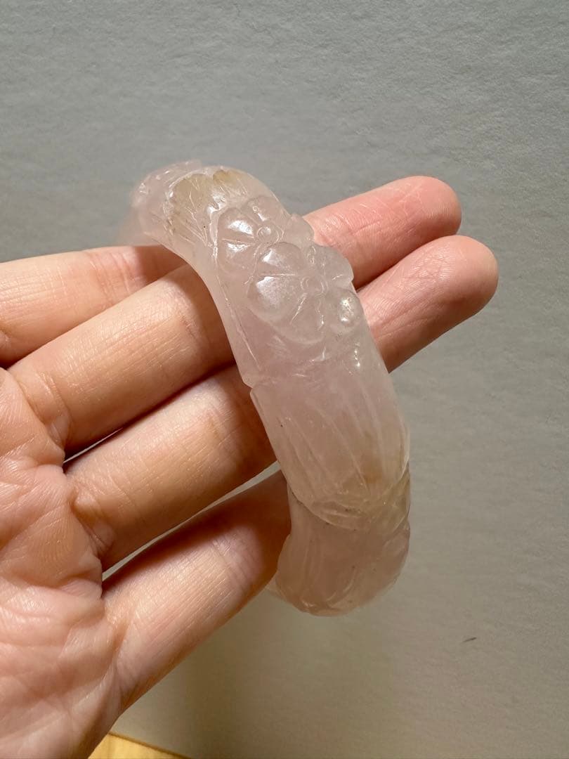 春節祭　希少　梅花朶朶バングル　ローズクオーツバングル