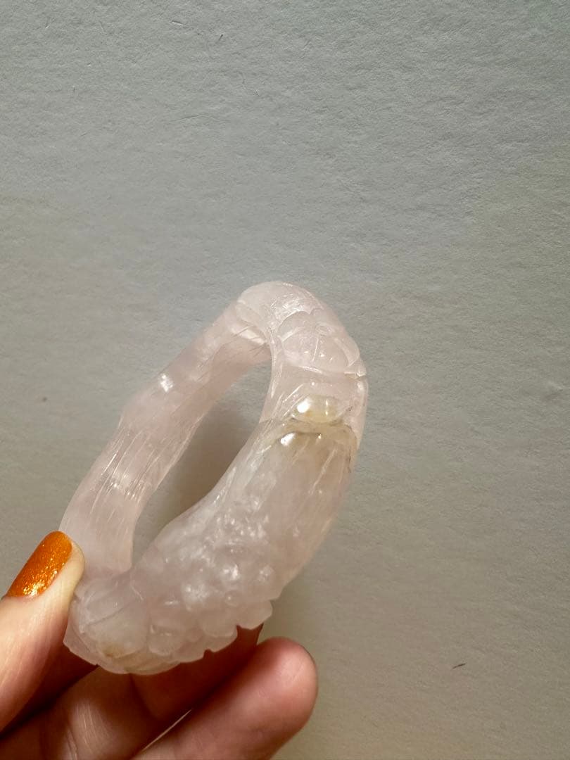 春節祭　希少　梅花朶朶バングル　ローズクオーツバングル