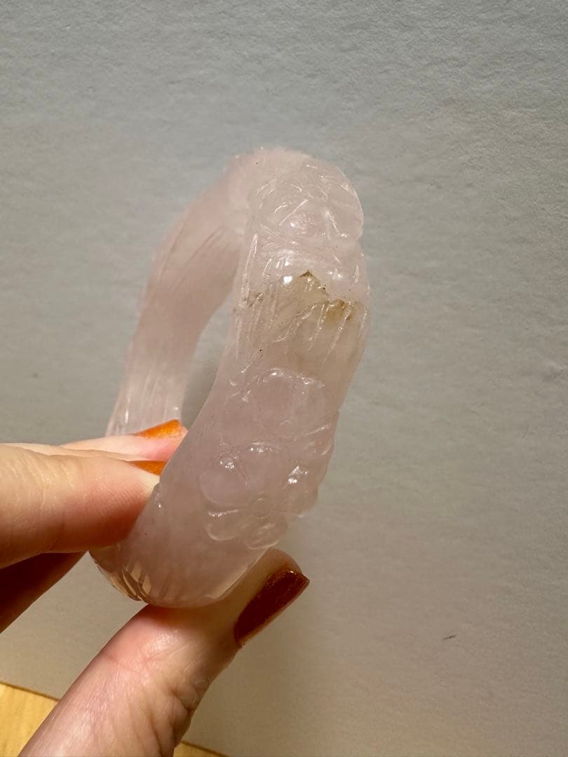 春節祭　希少　梅花朶朶バングル　ローズクオーツバングル