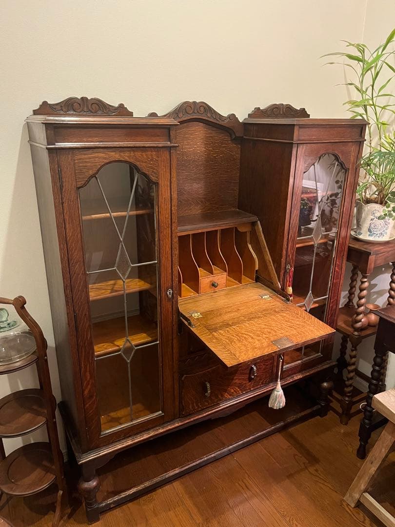 イギリス　アンティーク　サイドバイサイド　ライティングビューロー