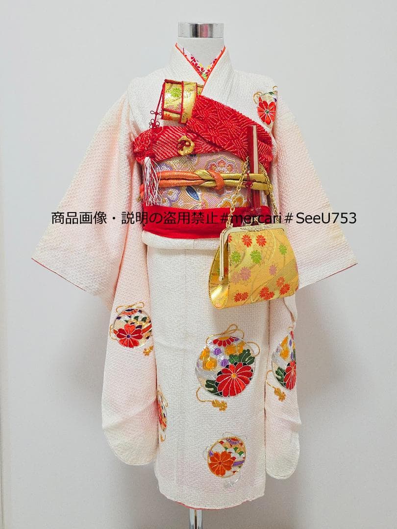 七五三　5歳　正絹　総絞り　着物　セット　女の子 *c77