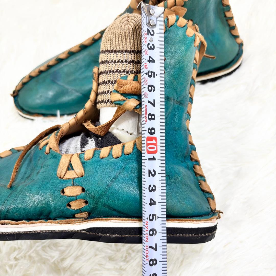 アトラスブーツ レザー製緑色シューズ サイズ43 モロッコ 27.0cm 民族靴