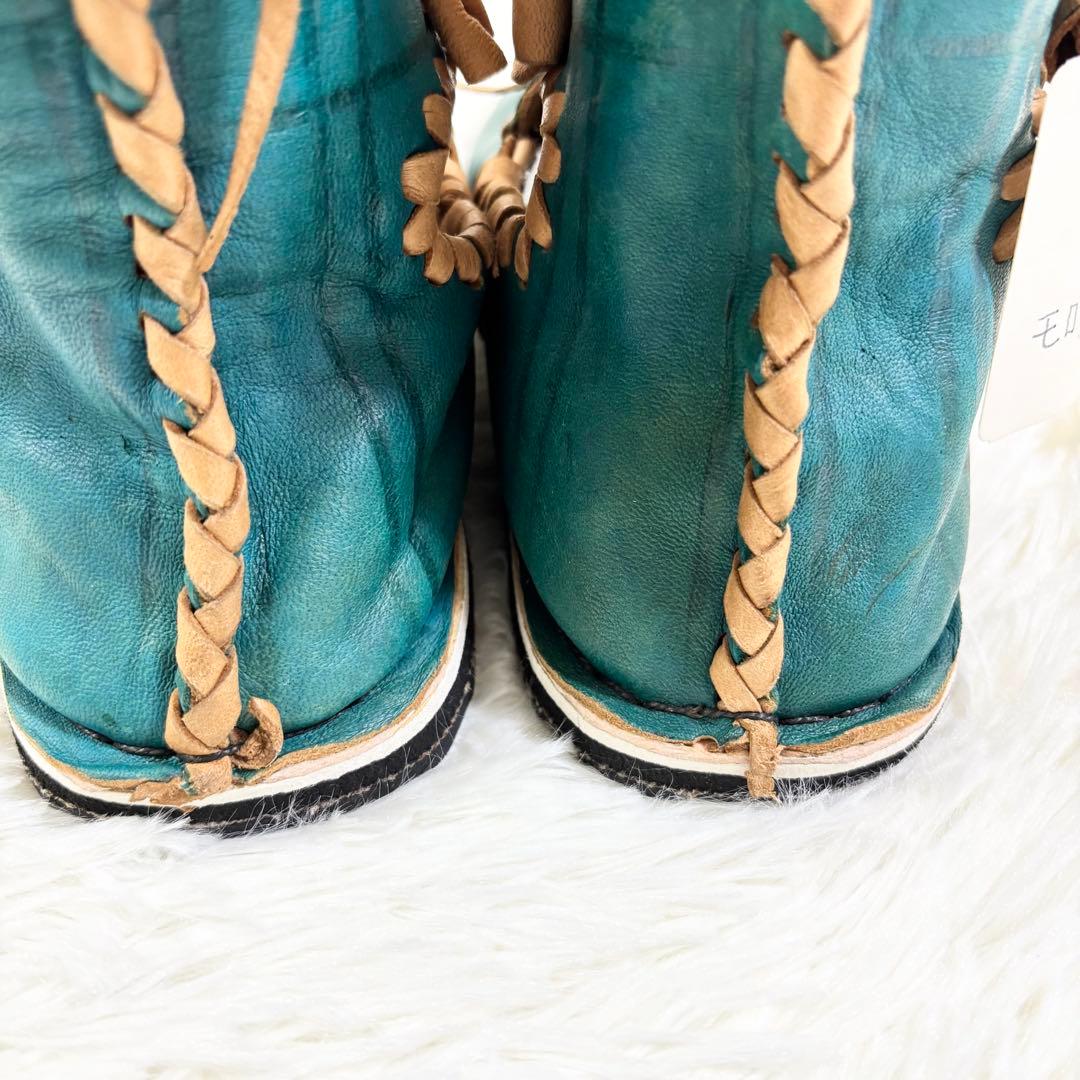 アトラスブーツ レザー製緑色シューズ サイズ43 モロッコ 27.0cm 民族靴