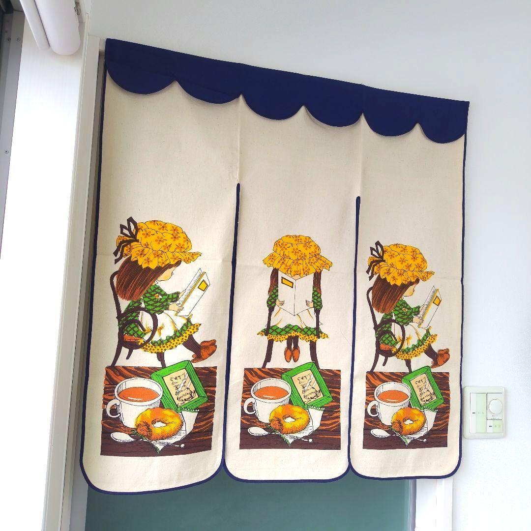 未使用極美品です！昭和レトロ当時物 コットンのれん メルヘンイラスト