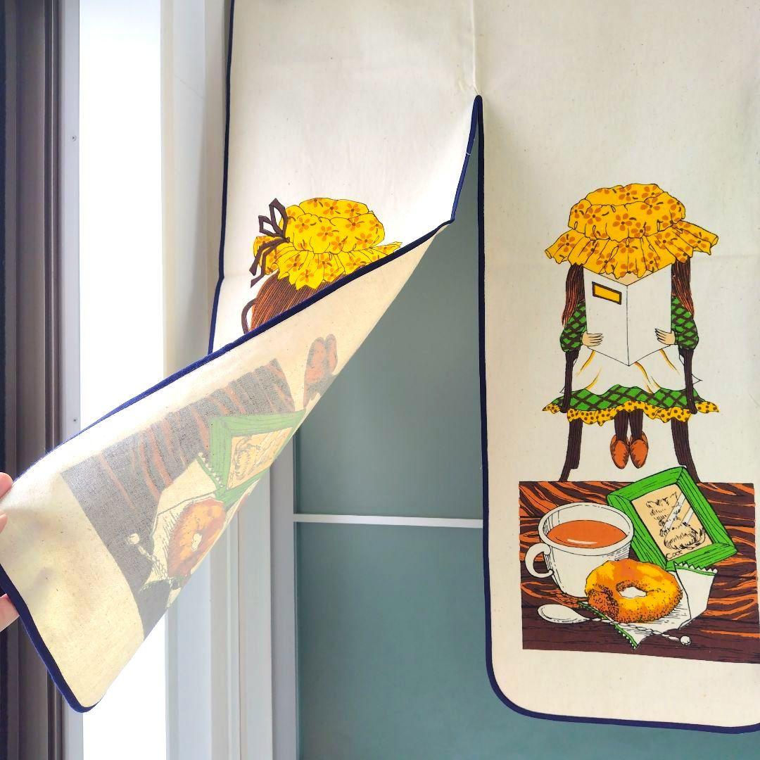 未使用極美品です！昭和レトロ当時物 コットンのれん メルヘンイラスト