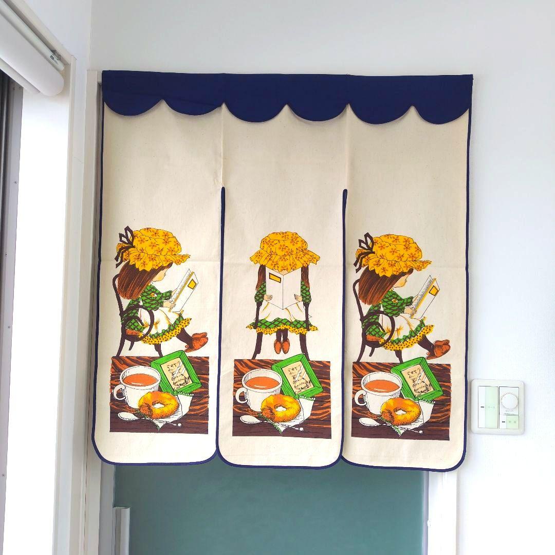 未使用極美品です！昭和レトロ当時物 コットンのれん メルヘンイラスト