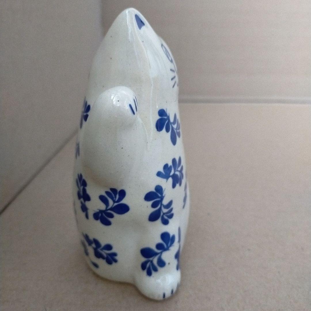 リサラーソン まねくねこ 大 ブルー 陶器 まねくねこのこ