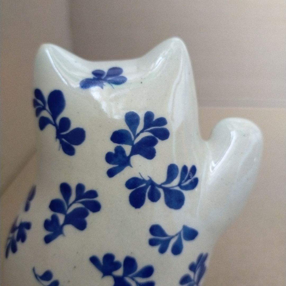 リサラーソン まねくねこ 大 ブルー 陶器 まねくねこのこ