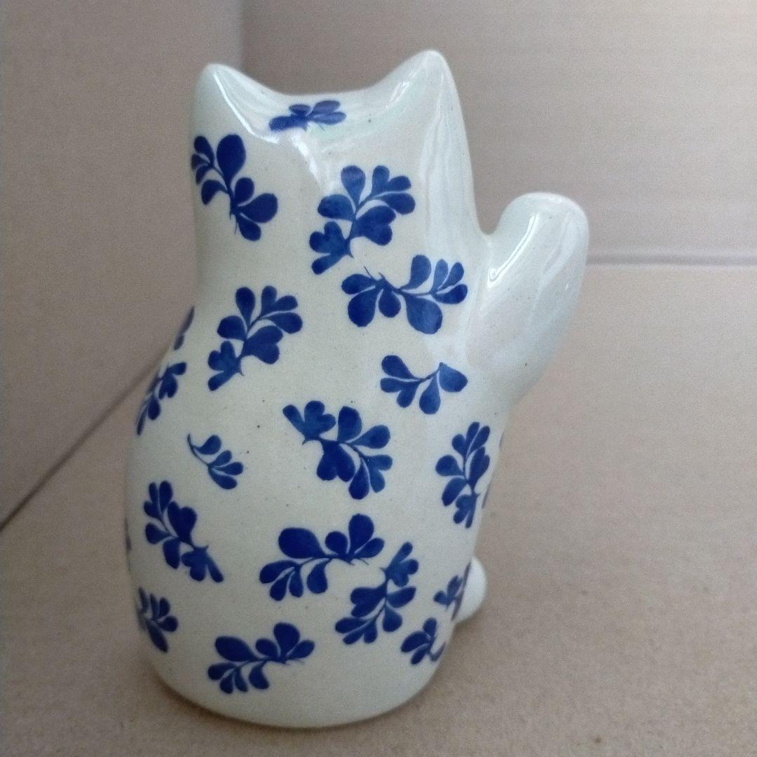 リサラーソン まねくねこ 大 ブルー 陶器 まねくねこのこ