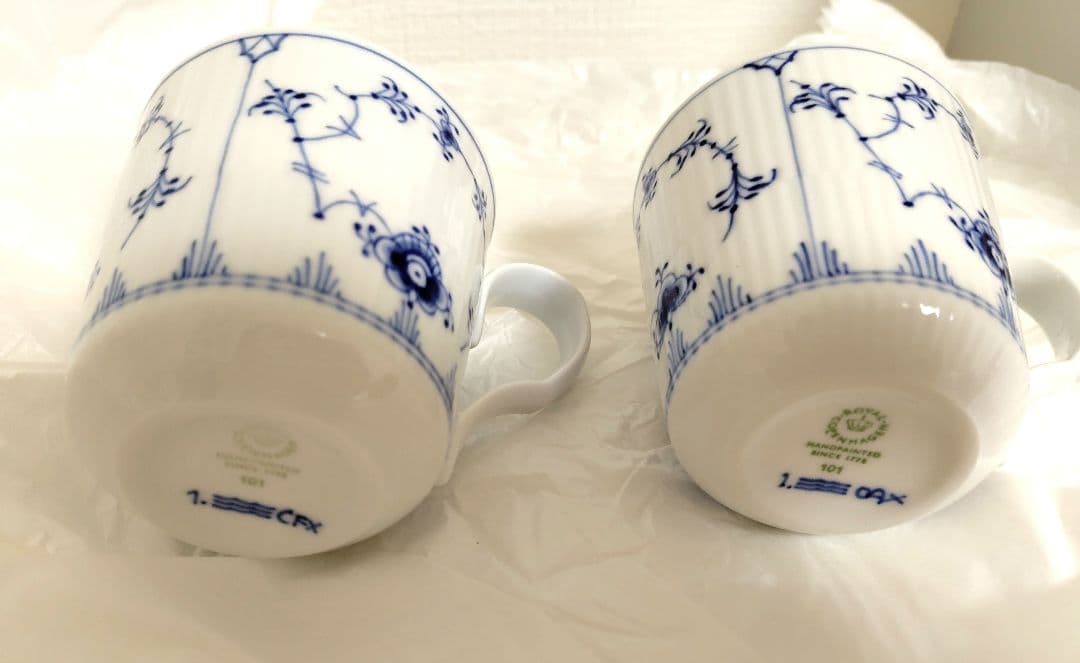 ロイヤルコペンハーゲン ブルーフルーテッド プレイン マグ 2カップ ペア