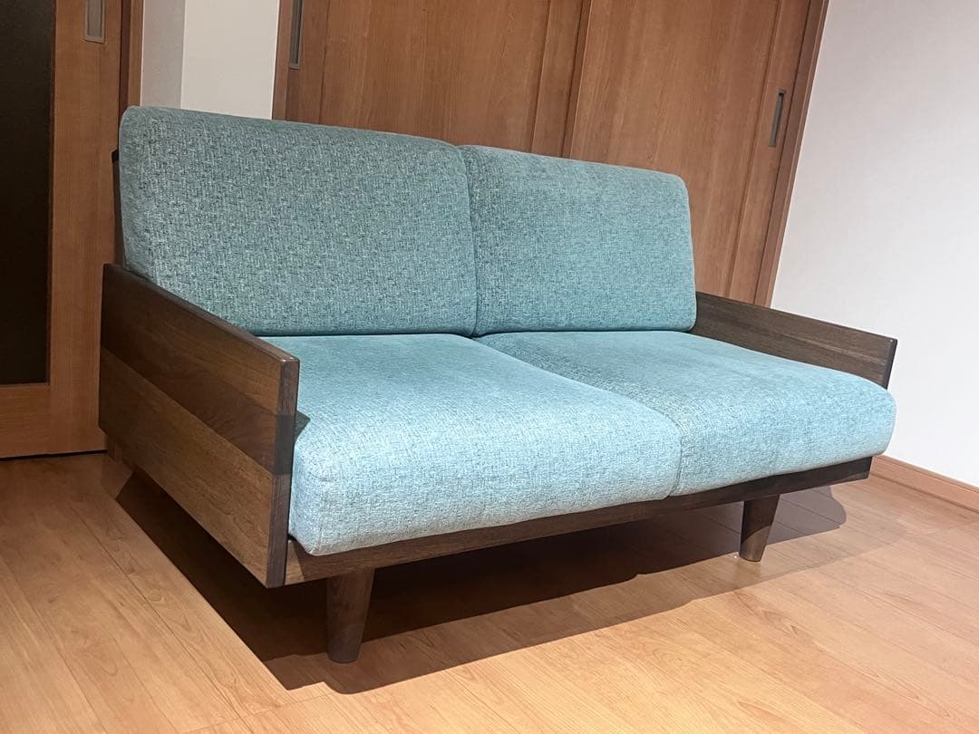 【最終値下げ】molt 2人掛けソファ 岩崎家具 水色