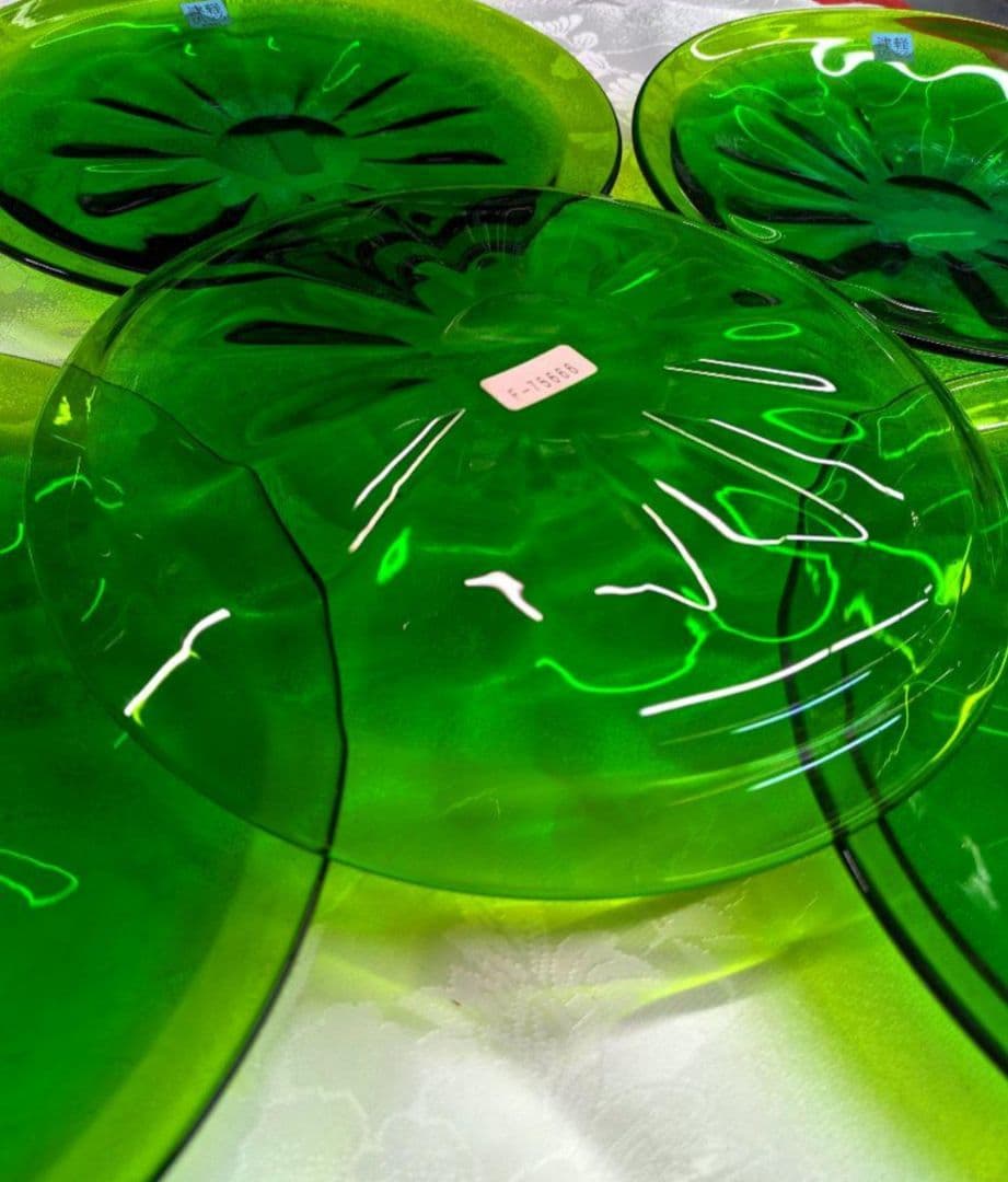 【５枚組】津軽びいどろ 大皿 ガラスプレート　前菜皿　サラダ皿