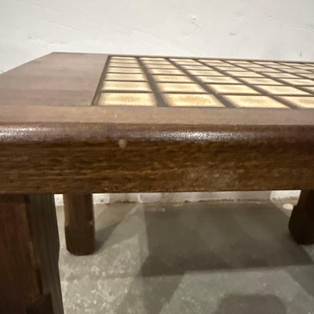 ヴィンテージ　木製サイドテーブル　　タイル天板