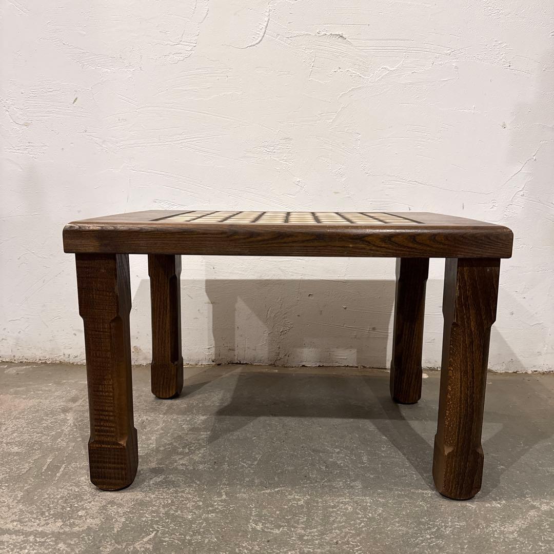 ヴィンテージ　木製サイドテーブル　　タイル天板