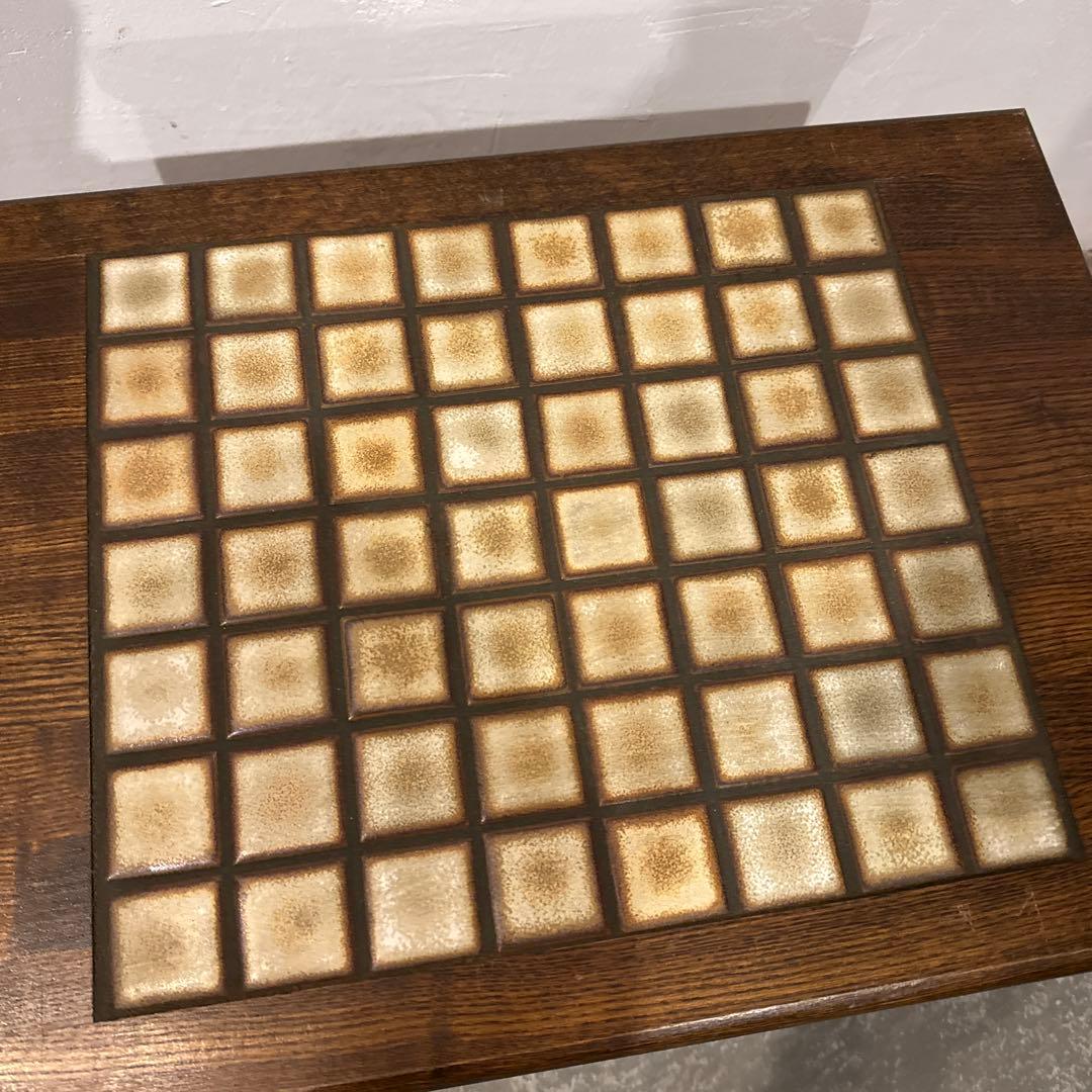 ヴィンテージ　木製サイドテーブル　　タイル天板