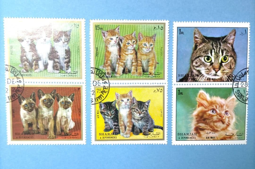 2797 外国切手 海外国々 ペット 猫 ねこ 色々 銷印有 18種まとめ