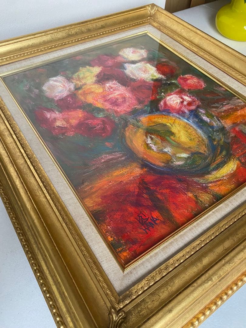 濱本久雄　油絵　油彩画　額縁　金色フレーム