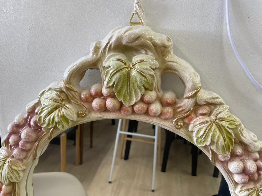 ロココ　グレープ　ミラー　鏡　壁掛ミラー　アンティーク　ベルサイユ　宮殿　ピンク