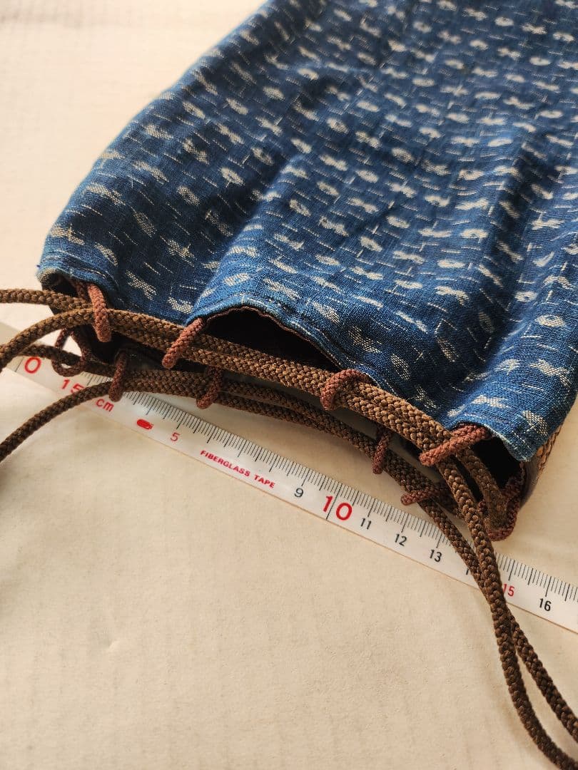 匿名発送〉京都くろちく 未使用 古布 藍色 巾着袋 山葡萄