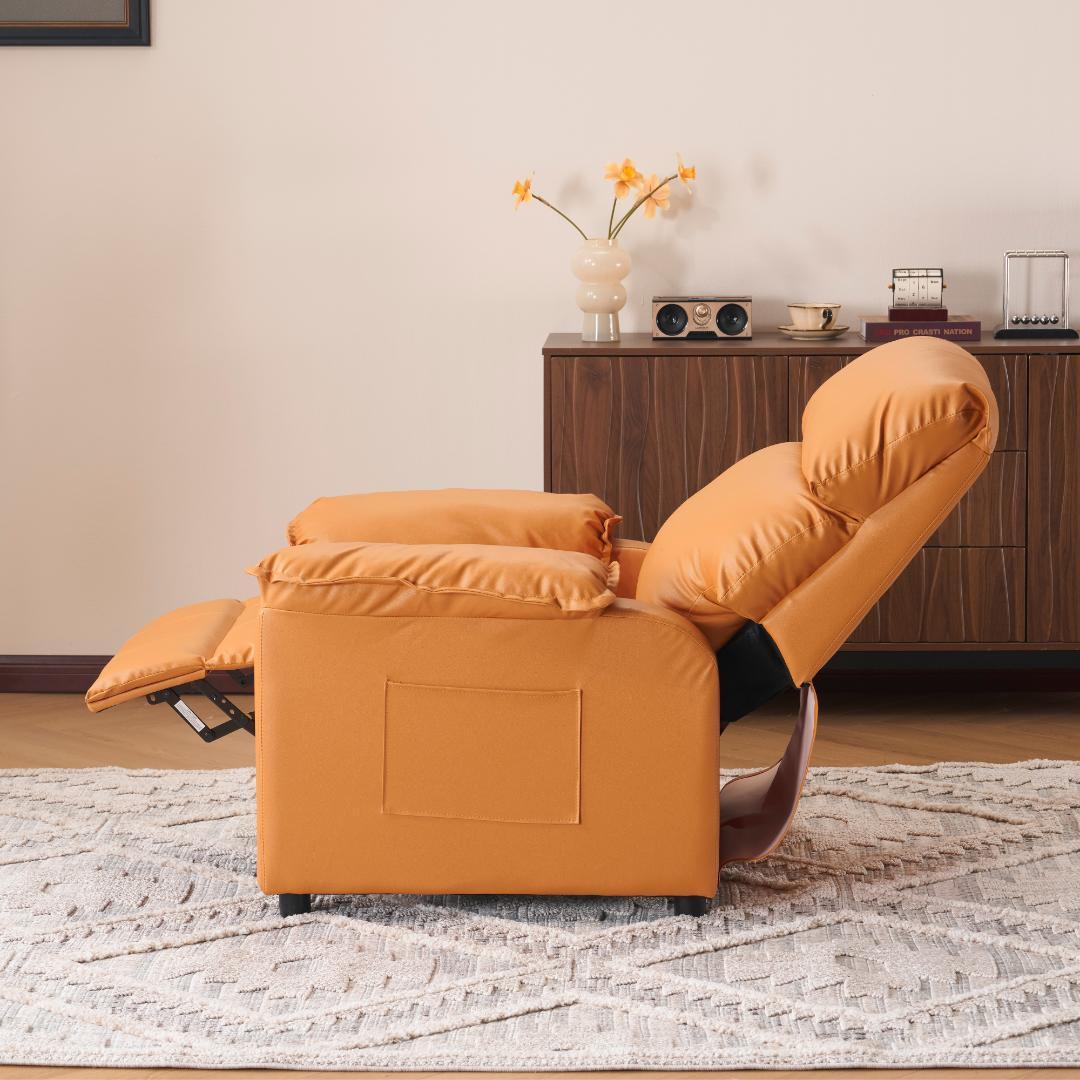 リクライニングソファー ソファー 1人掛け ゲーミングチェア PU キャメル