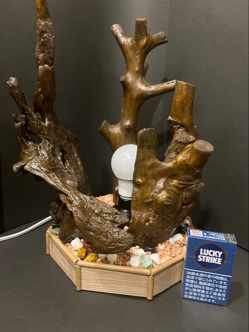 一点物 流木インテリア照明｜LED電球付き｜藤前干潟流木使用｜ハンドメイド