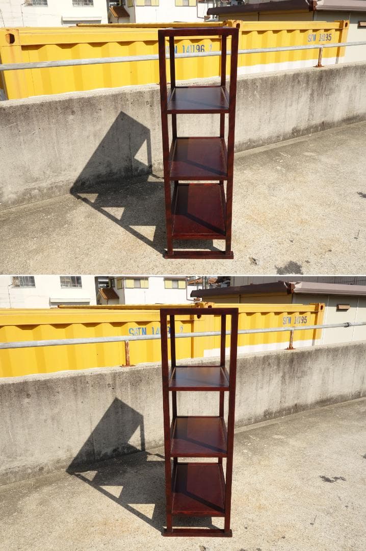 M▽シェルフ ラック 棚 本棚 飾り棚 朝鮮風 李朝風 木製 (38640)