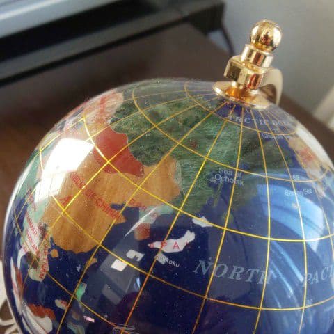 宝石地球儀　ラピスラズリー　高さ20cm