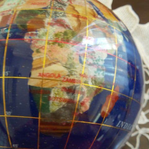 宝石地球儀　ラピスラズリー　高さ20cm