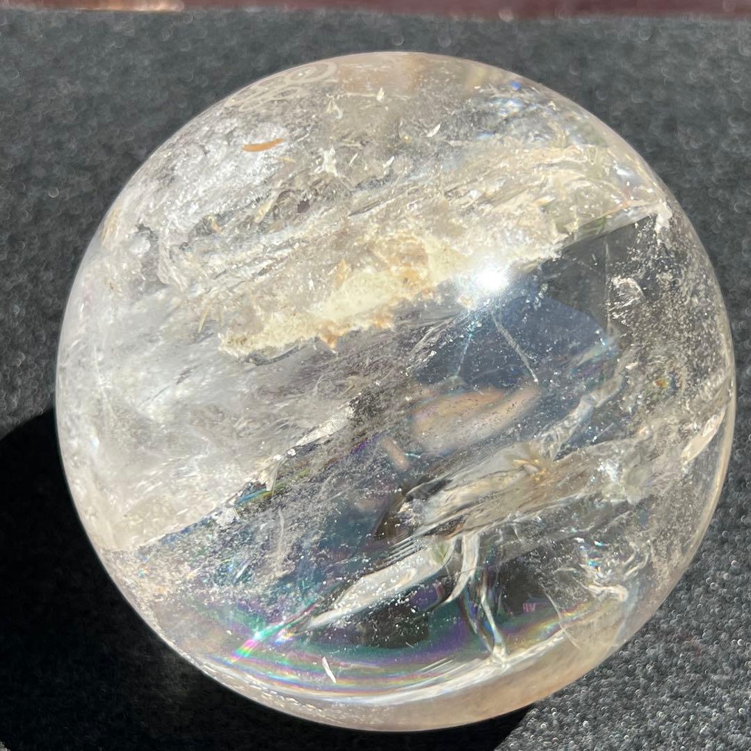 ★虹入り水晶 丸玉 水晶玉 レインボー スフィア 天然石 パワーストーン