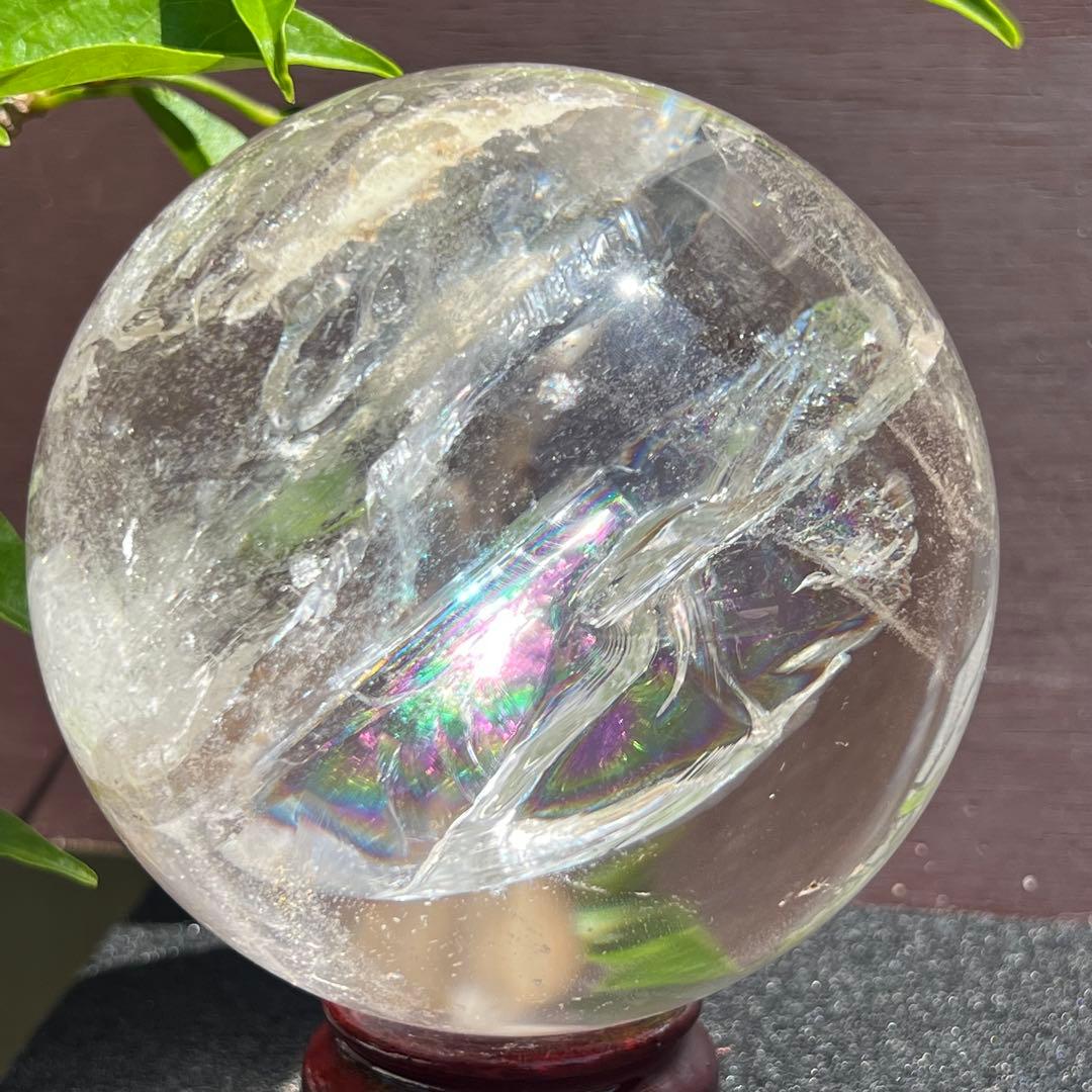 ★虹入り水晶 丸玉 水晶玉 レインボー スフィア 天然石 パワーストーン