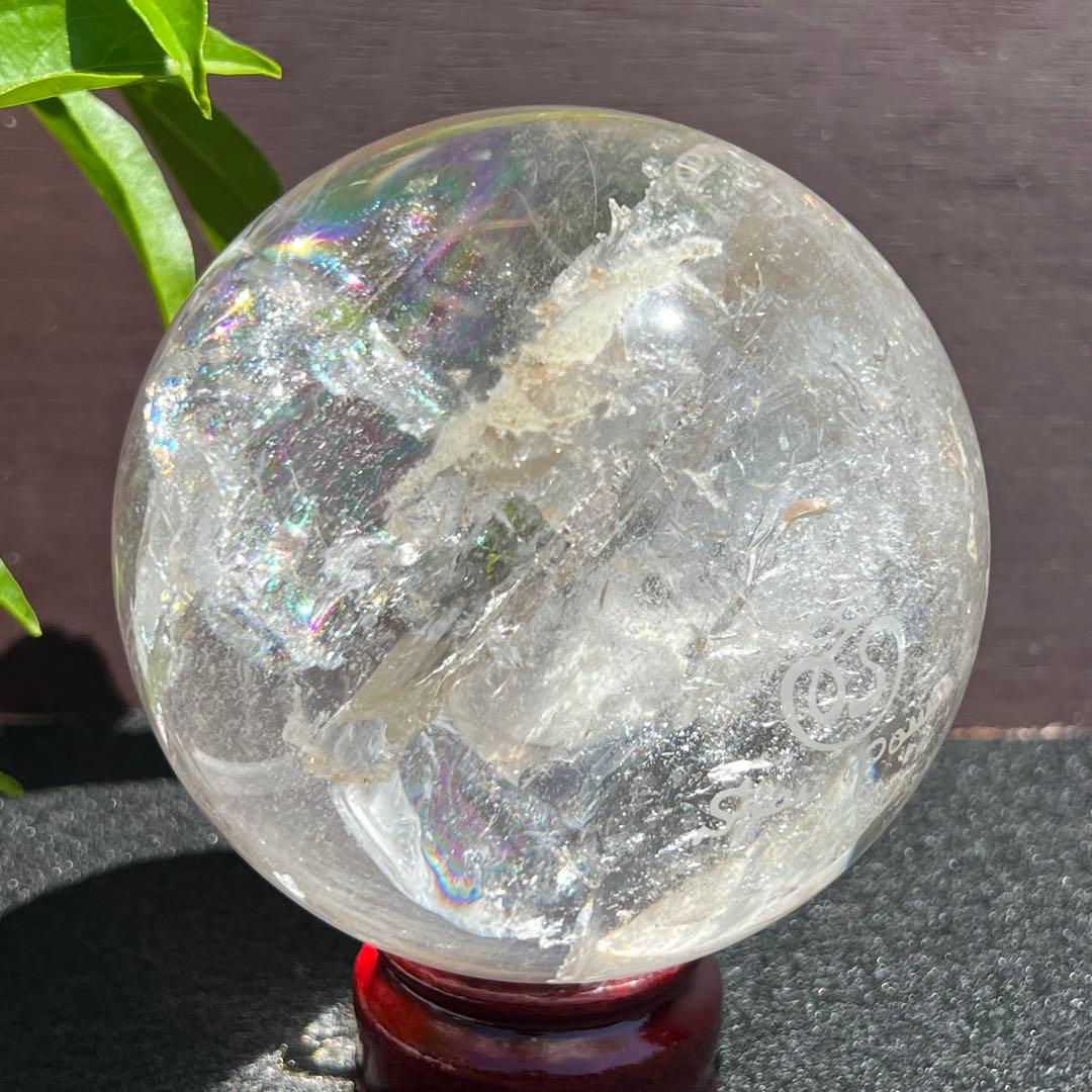 ★虹入り水晶 丸玉 水晶玉 レインボー スフィア 天然石 パワーストーン