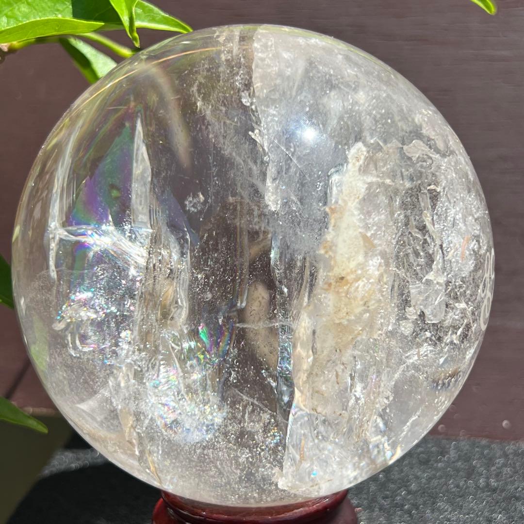 ★虹入り水晶 丸玉 水晶玉 レインボー スフィア 天然石 パワーストーン