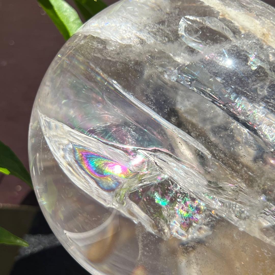 ★虹入り水晶 丸玉 水晶玉 レインボー スフィア 天然石 パワーストーン