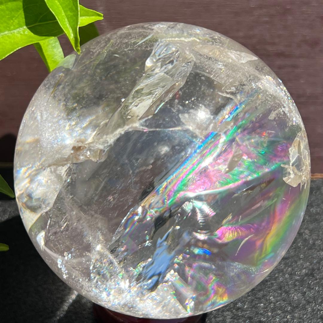 ★虹入り水晶 丸玉 水晶玉 レインボー スフィア 天然石 パワーストーン